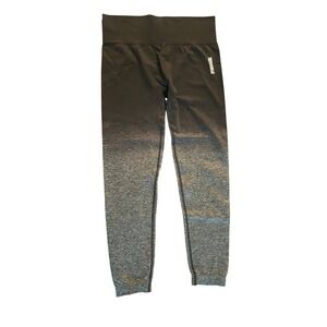 Gymshark Adapt Ombre Seamless Leggings Black Grey Marl High Waist Large (1076)
